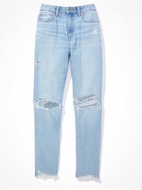 American Eagle Outfitters Light Blue Distressed Mom Jeans Size 20 Short